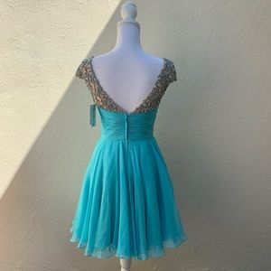 NWT Sherri Hill Aqua Blue Cocktail Party Dress